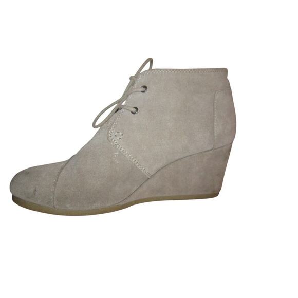 TOMS Boots Womens 10 Tan Suede Desert Wedge Ankle Booties Lace Up Casual Shoes - Picture 7 of 13